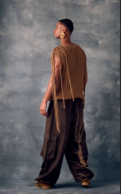 Conjunto en tejido artesanal y pantalón con grabado láser | Ref. CHOACHÍ / GUADUAS